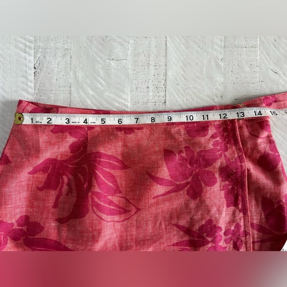 Women’s Vintage Y2K Linen Blend Talbots Floral Skirt Coral Orange and Pink Sz 10 - Picture 6 of 8
